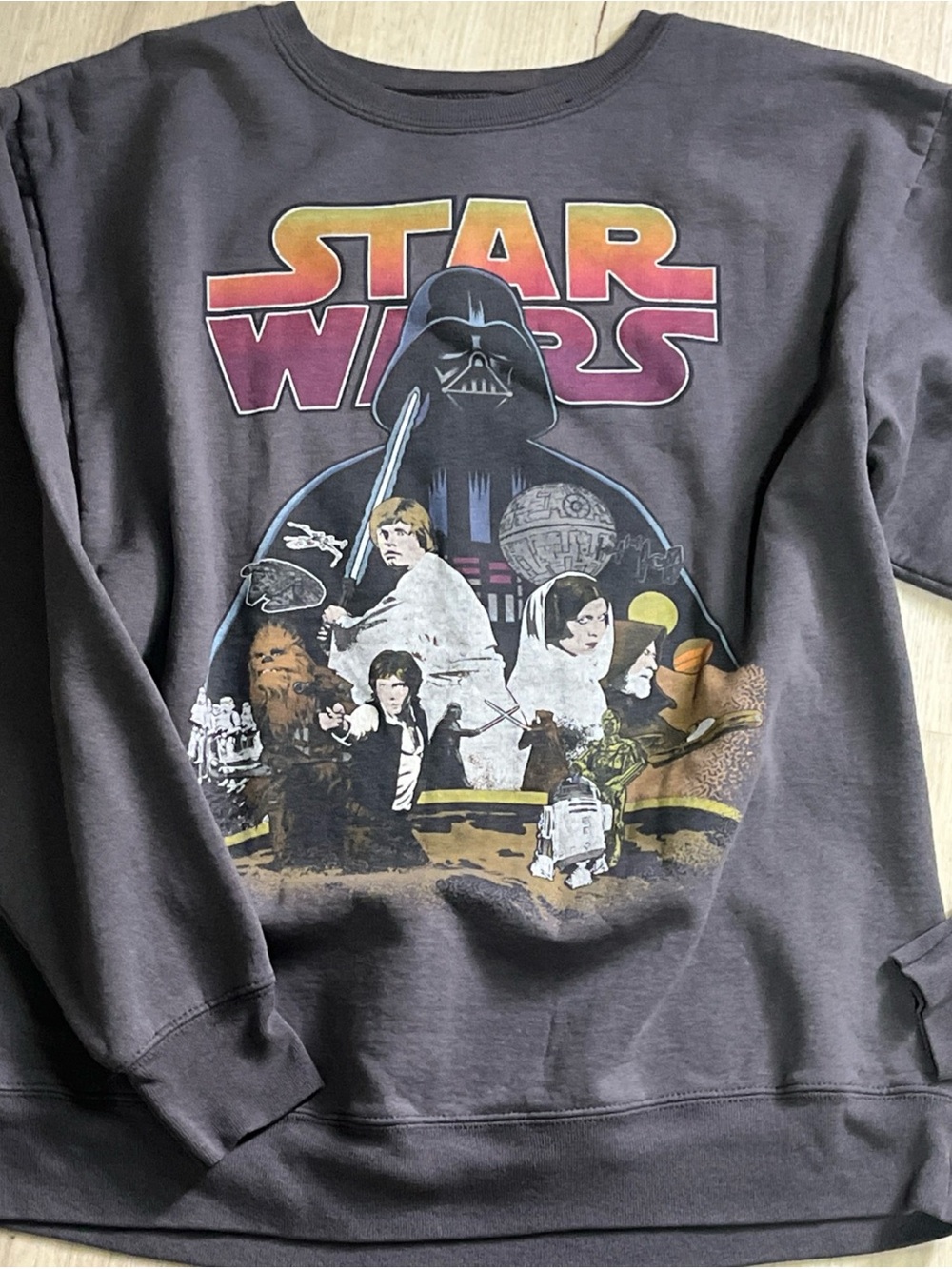 Disney Star Wars Retro Logo Graphic Sweatshirt - Charcoal with Multicolor Print